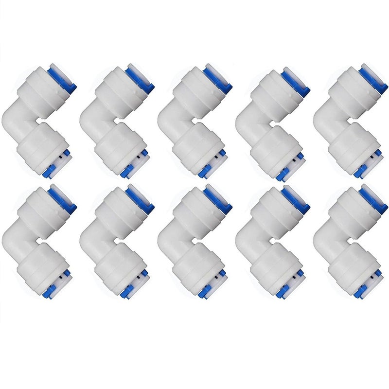 Liimevvon Lemoy 1/4 inch Tube to 1/4 inch Tube push fit elbow quick connect for RO water system Set Of 10 - Image 1